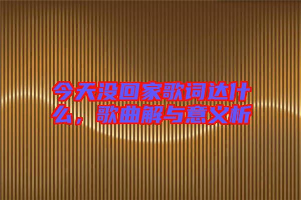 今天沒回家歌詞達什么，歌曲解與意義析