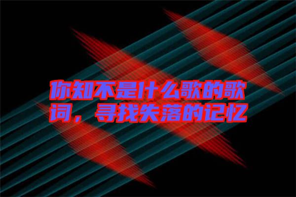 你知不是什么歌的歌詞，尋找失落的記憶