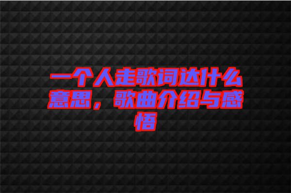一個(gè)人走歌詞達(dá)什么意思,歌曲介紹與感悟