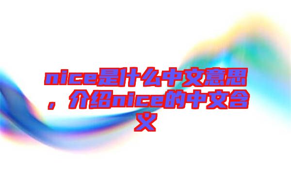 nice是什么中文意思,介紹nice的中文含義