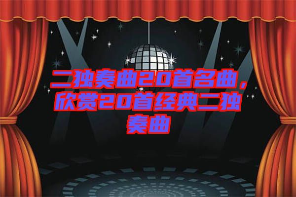 二獨(dú)奏曲20首名曲，欣賞20首經(jīng)典二獨(dú)奏曲