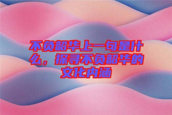 不負韶華上一句是什么,探尋不負韶華的文化內涵