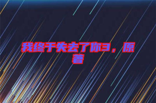 我終于失去了你3,原著