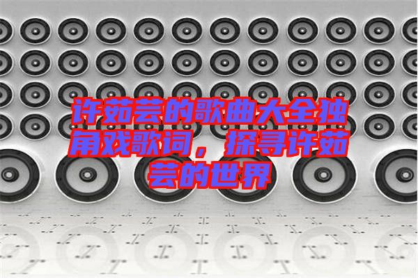 許茹蕓的歌曲大全獨角戲歌詞,探尋許茹蕓的世界