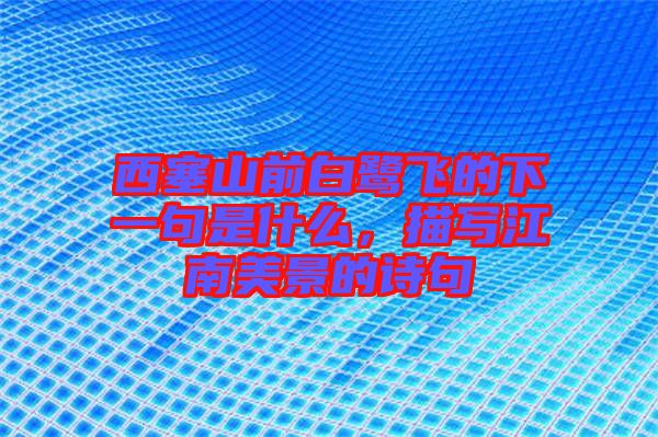 西塞山前白鷺飛的下一句是什么,描寫江南美景的詩句