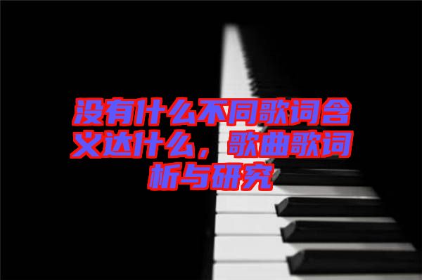 沒有什么不同歌詞含義達(dá)什么,歌曲歌詞析與研究