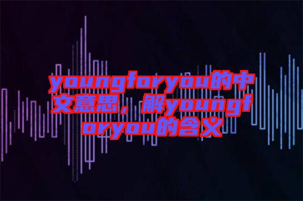 youngforyou的中文意思,解youngforyou的含義