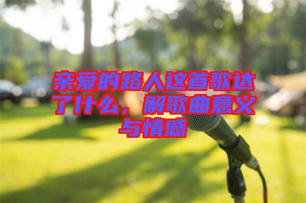 親愛的路人這首歌達了什么,解歌曲意義與情感