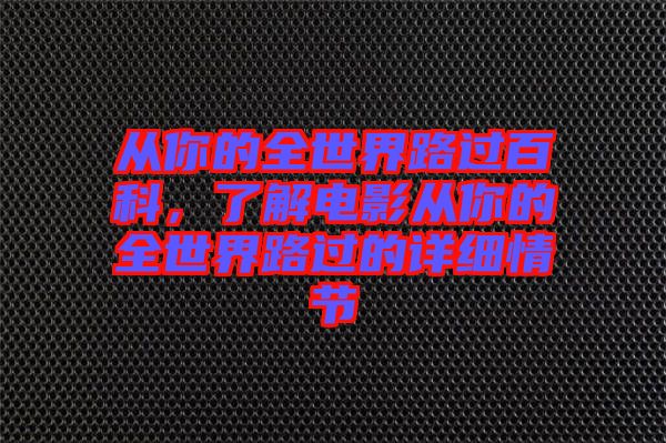 從你的全世界路過百科，了解電影從你的全世界路過的詳細情節