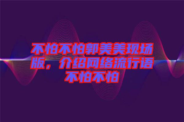 不怕不怕郭美美現場版,介紹網絡流行語不怕不怕