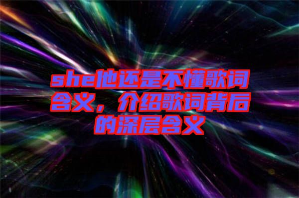 she他還是不懂歌詞含義，介紹歌詞背后的深層含義
