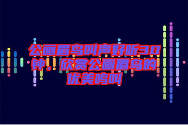 公畫眉鳥叫聲好聽30鐘,欣賞公畫眉鳥的優(yōu)美鳴叫
