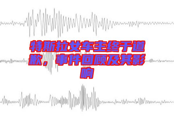 特斯拉女車主終于道歉，事件回顧及其影響