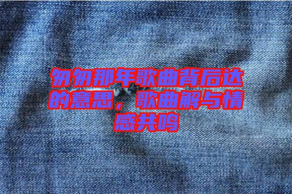匆匆那年歌曲背后達的意思,歌曲解與情感共鳴
