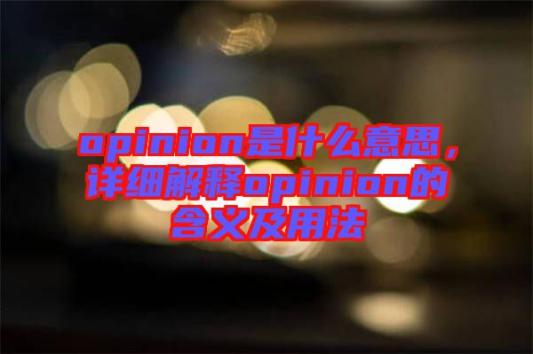 opinion是什么意思,詳細解釋opinion的含義及用法