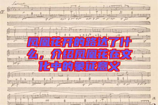 鳳凰花開的路達了什么，介紹鳳凰花在文化中的象征意義