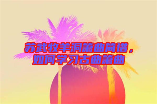 蘇武牧羊洞簫曲簡譜，如何學習古曲簫曲