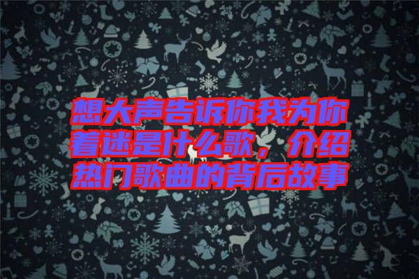 想大聲告訴你我為你著迷是什么歌,介紹熱門歌曲的背后故事