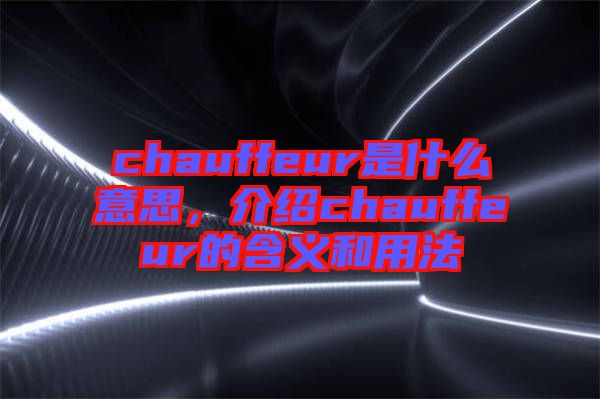 chauffeur是什么意思，介紹chauffeur的含義和用法