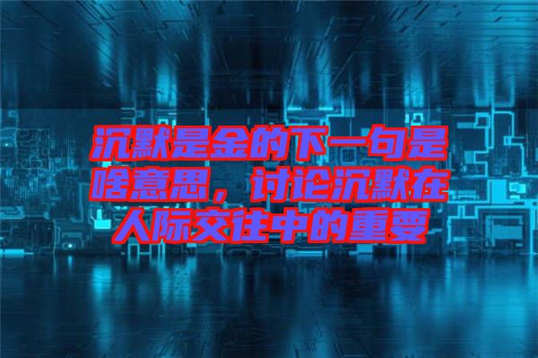 沉默是金的下一句是啥意思,討論沉默在人際交往中的重要