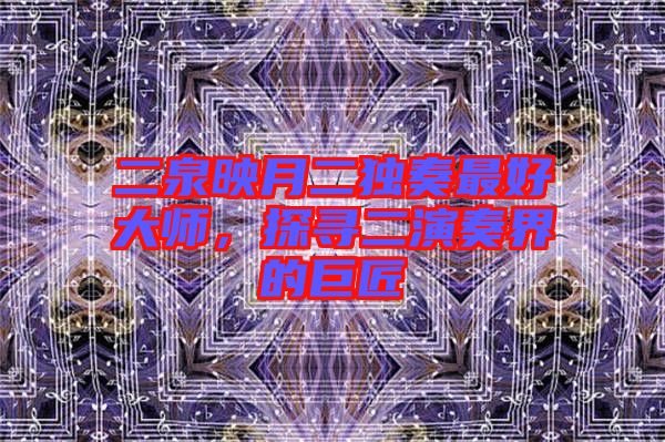 二泉映月二獨奏最好大師,探尋二演奏界的巨匠