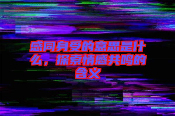 感同身受的意思是什么,探索情感共鳴的含義