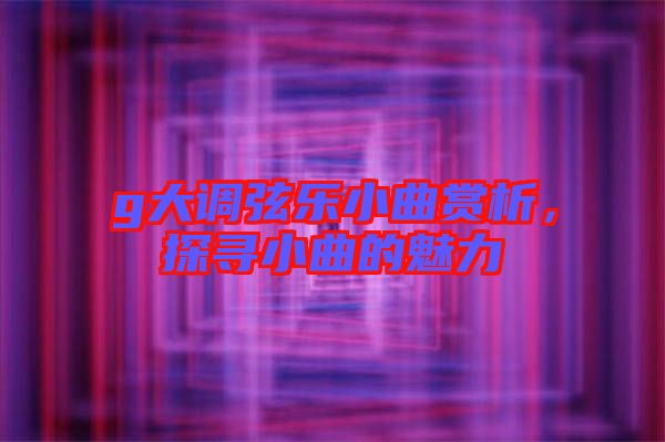 g大調(diào)弦樂小曲賞析,探尋小曲的魅力