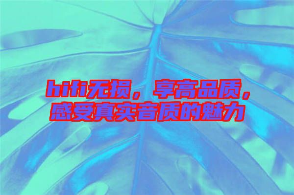 hifi無損,享高品質(zhì),感受真實音質(zhì)的魅力