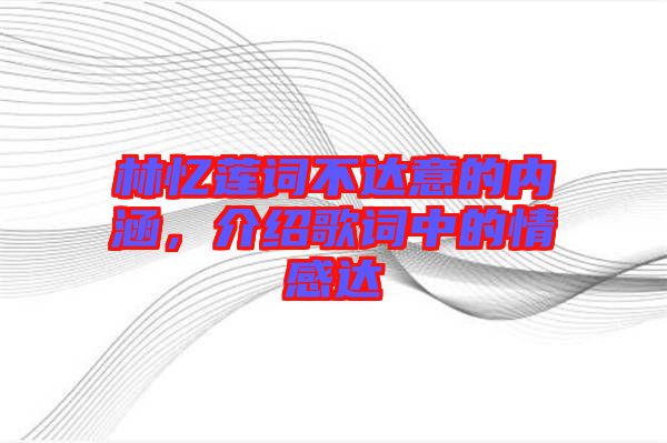 林憶蓮詞不達意的內涵,介紹歌詞中的情感達