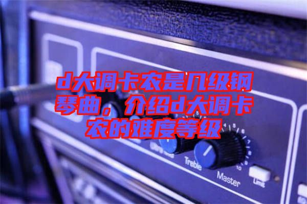 d大調卡農是幾級鋼琴曲,介紹d大調卡農的難度等級