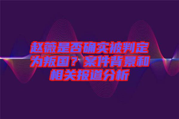 趙薇是否確實被判定為叛國?案件背景和相關報道分析