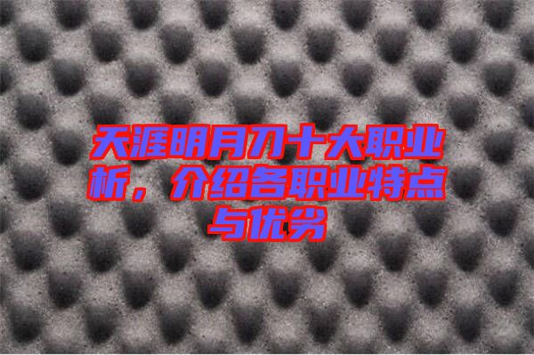 天涯明月刀十大職業析，介紹各職業特點與優劣