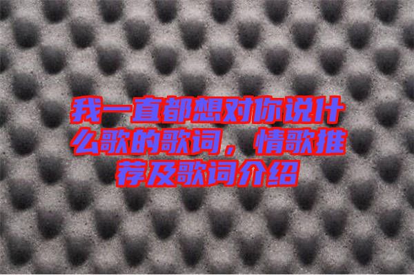 我一直都想對你說什么歌的歌詞,情歌推薦及歌詞介紹