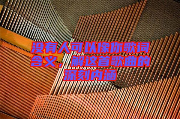 沒有人可以像你歌詞含義，解這首歌曲的深刻內涵
