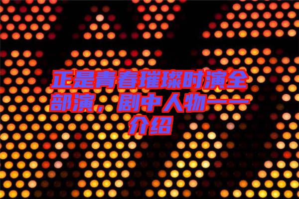 正是青春璀璨時演全部演,劇中人物一一介紹