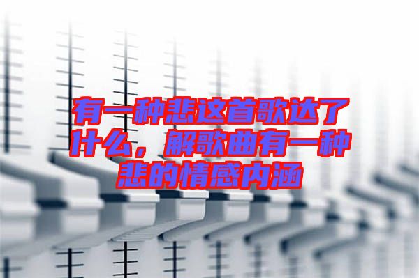 有一種悲這首歌達了什么,解歌曲有一種悲的情感內涵