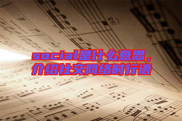 social是什么意思,介紹社交網絡時行語