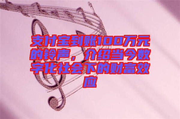 支付寶到賬100萬元的鈴聲,介紹當今數字化社會下的財富效應