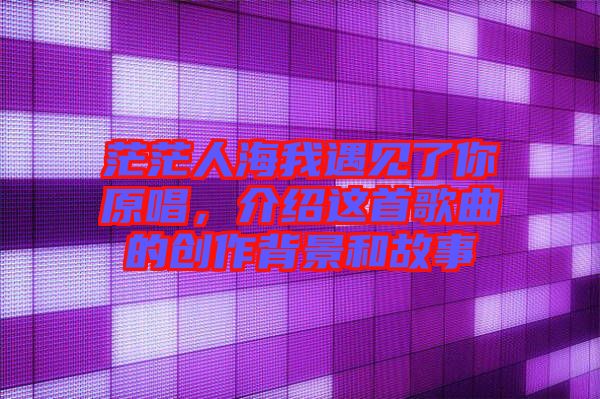茫茫人海我遇見了你原唱,介紹這首歌曲的創作背景和故事