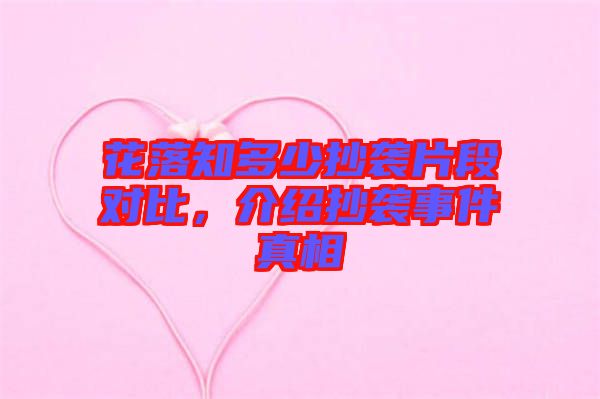 花落知多少抄襲片段對(duì)比,介紹抄襲事件真相