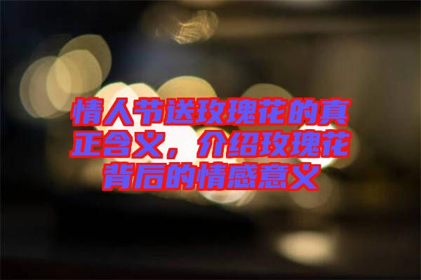 情人節送玫瑰花的真正含義,介紹玫瑰花背后的情感意義