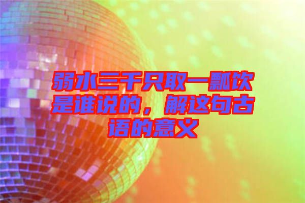 弱水三千只取一瓢飲是誰說的,解這句古語的意義