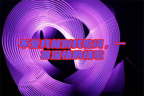 不愛我就別我歌詞,一首深情的情歌