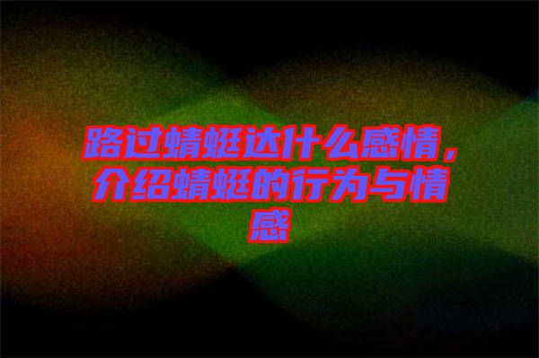 路過蜻蜓達什么感情,介紹蜻蜓的行為與情感