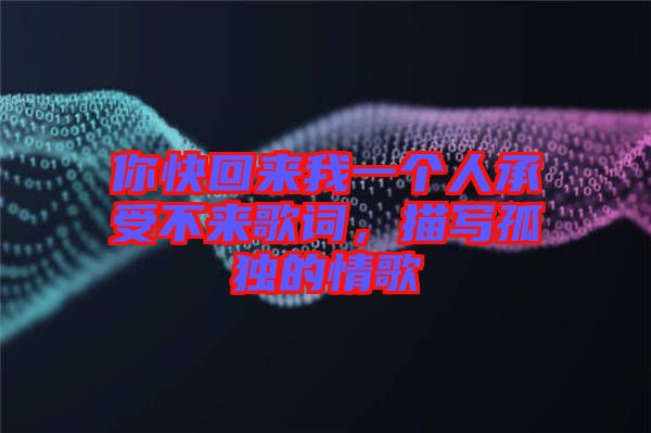 你快回來(lái)我一個(gè)人承受不來(lái)歌詞,描寫(xiě)孤獨(dú)的情歌