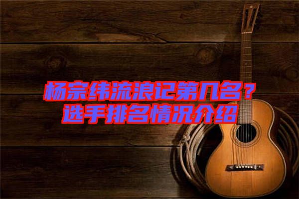 楊宗緯流浪記第幾名?選手排名情況介紹