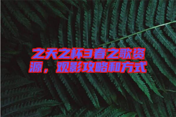 之天之杯3春之歌資源，觀影攻略和方式