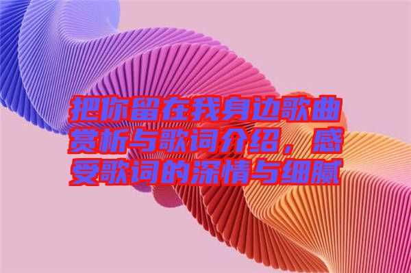 把你留在我身邊歌曲賞析與歌詞介紹,感受歌詞的深情與細膩
