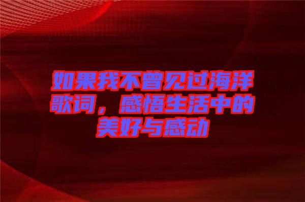如果我不曾見過海洋歌詞，感悟生活中的美好與感動