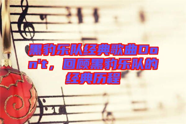 黑豹樂隊經典歌曲Don't,回顧黑豹樂隊的經典歷程